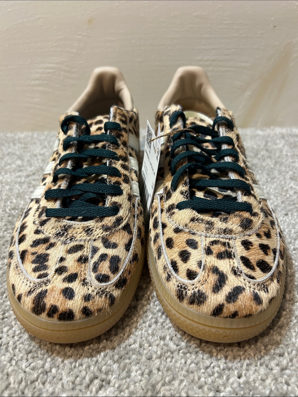 New Adidas Women's Handball Spezial Leopard-Print Sneakers in Beige - Picture 2 of 7